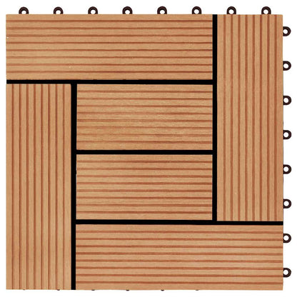 11 pcs Decking Tiles WPC 30x30 cm 1 sqm Teak Colour