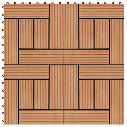 11 pcs Decking Tiles WPC 30x30 cm 1 sqm Teak Colour