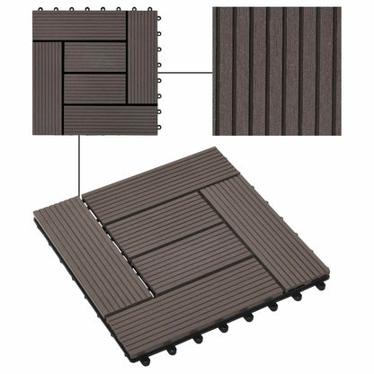 Decking Tile 11 pcs Dark Brown 30 x 30 cm WPC