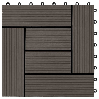 Decking Tile 11 pcs Dark Brown 30 x 30 cm WPC