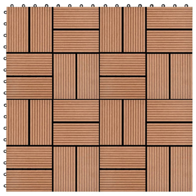 11 pcs Decking Tiles WPC 11.8"x11.8" 1 sqm Brown