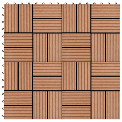 11 pcs Decking Tiles WPC 11.8"x11.8" 1 sqm Brown