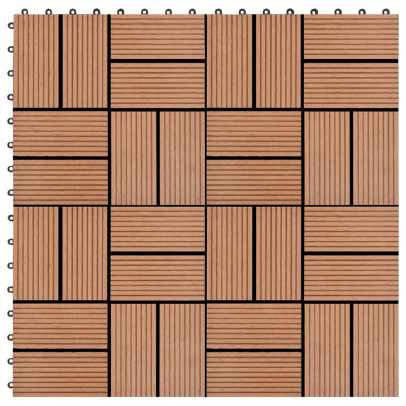 11 pcs Decking Tiles WPC 11.8"x11.8" 1 sqm Brown