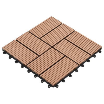 11 pcs Decking Tiles WPC 11.8"x11.8" 1 sqm Brown