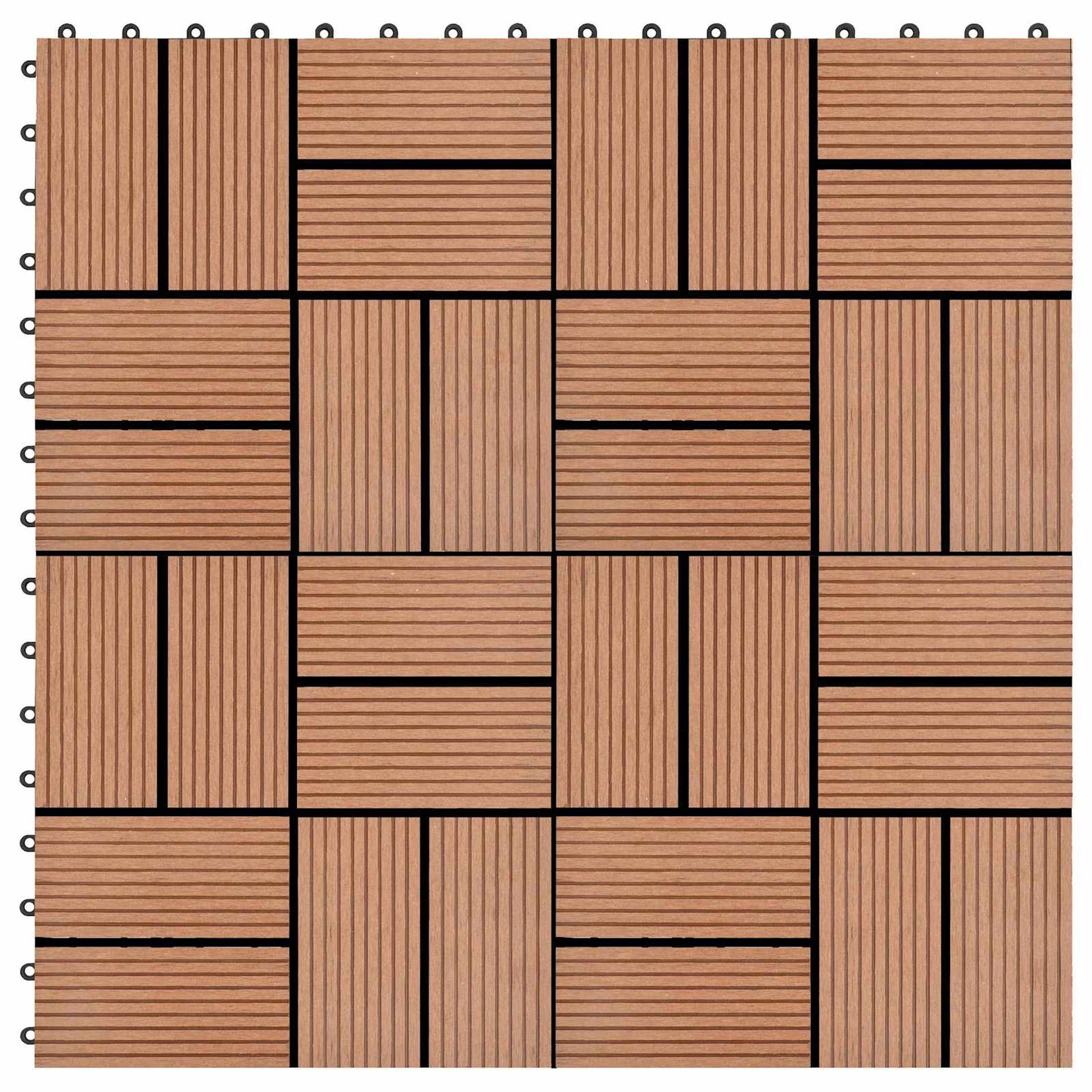 Decking Tile 11 pcs Brown 30 x 30 cm WPC