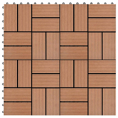 Decking Tile 11 pcs Brown 30 x 30 cm WPC