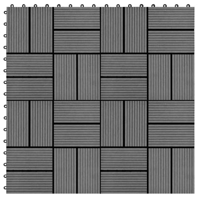 11 pcs Decking Tiles WPC 30x30 cm 1 sqm Grey