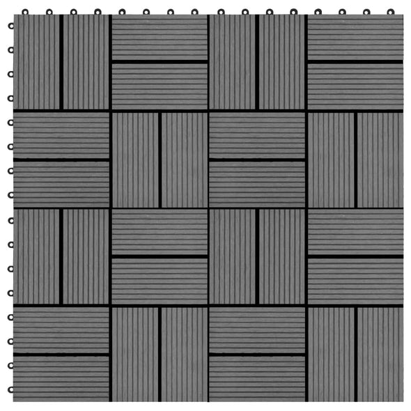 11 pcs Decking Tiles WPC 30x30 cm 1 sqm Grey