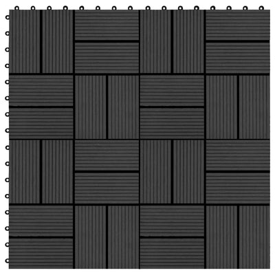 11 pcs Decking Tiles WPC 30x30 cm 1 sqm Black