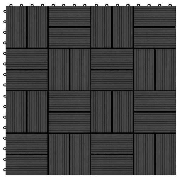 11 pcs Decking Tiles WPC 30x30 cm 1 sqm Black