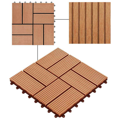 11 pcs Decking Tiles WPC 30x30 cm 1 sqm Teak Colour