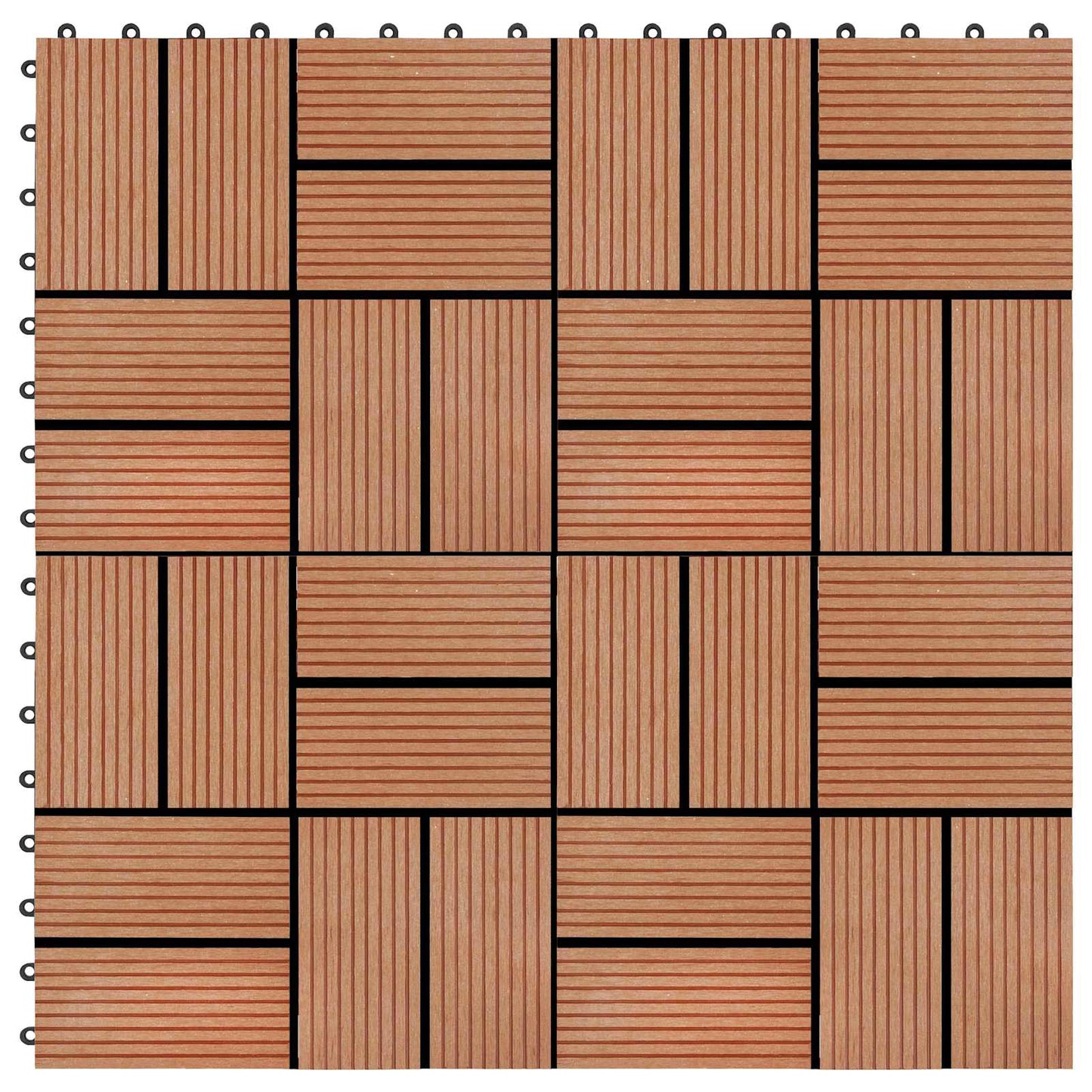 Decking Tile 11 pcs Teak 30 x 30 cm WPC