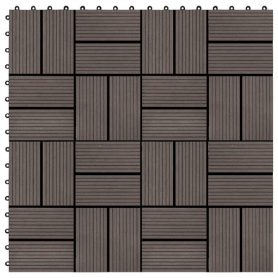 11 pcs Decking Tiles WPC 11.8"x11.8" 1 sqm Dark Brown