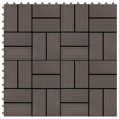 11 pcs Decking Tiles WPC 11.8"x11.8" 1 sqm Dark Brown