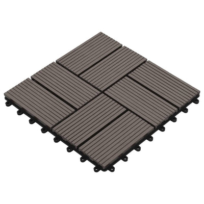 11 pcs Decking Tiles WPC 11.8"x11.8" 1 sqm Dark Brown