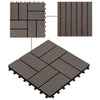 11 pcs Decking Tiles WPC 11.8"x11.8" 1 sqm Dark Brown