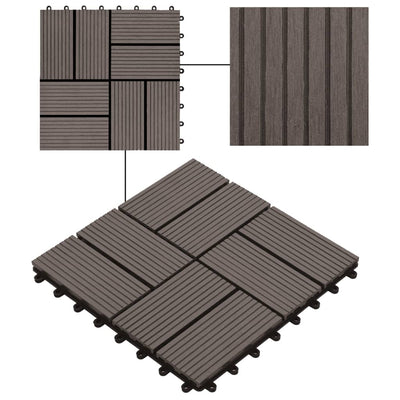 11 pcs Decking Tiles WPC 11.8"x11.8" 1 sqm Dark Brown