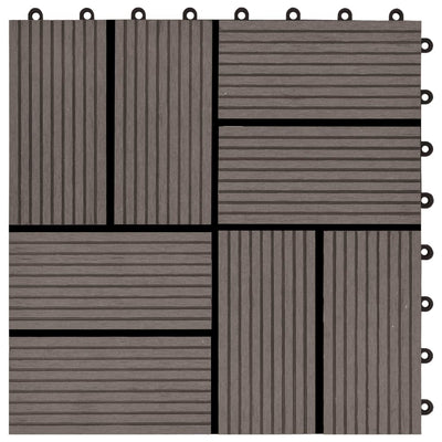 11 pcs Decking Tiles WPC 11.8"x11.8" 1 sqm Dark Brown