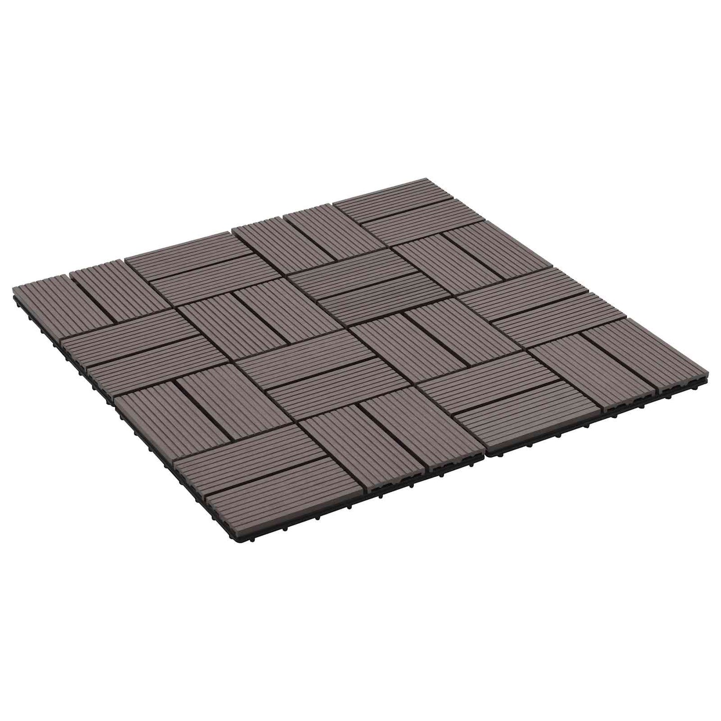 Decking Tile 11 pcs Dark Brown 30 x 30 cm WPC