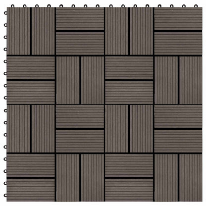 Decking Tile 11 pcs Dark Brown 30 x 30 cm WPC