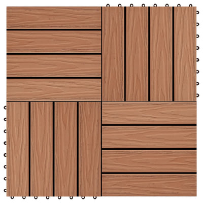 11 pcs Decking Tiles Deep Embossed WPC 30x30 cm 1 sqm Light Brown