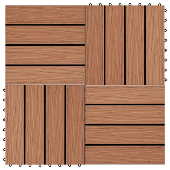 11 pcs Decking Tiles Deep Embossed WPC 30x30 cm 1 sqm Light Brown