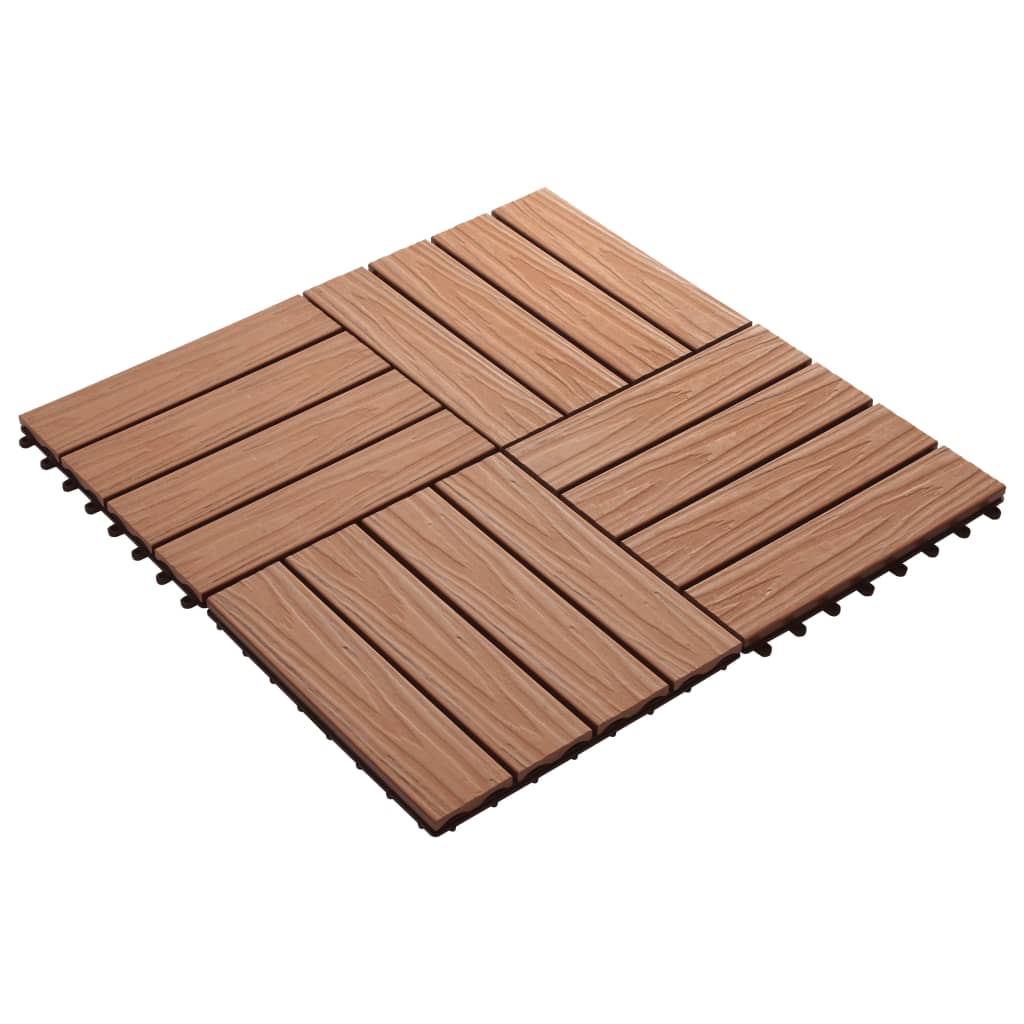 11 pcs Decking Tiles Deep Embossed WPC 30x30 cm 1 sqm Light Brown