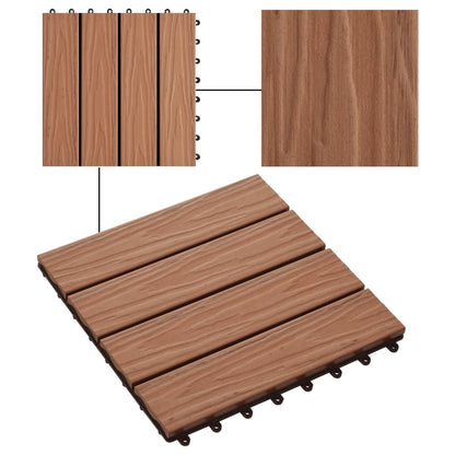 11 pcs Decking Tiles Deep Embossed WPC 30x30 cm 1 sqm Light Brown