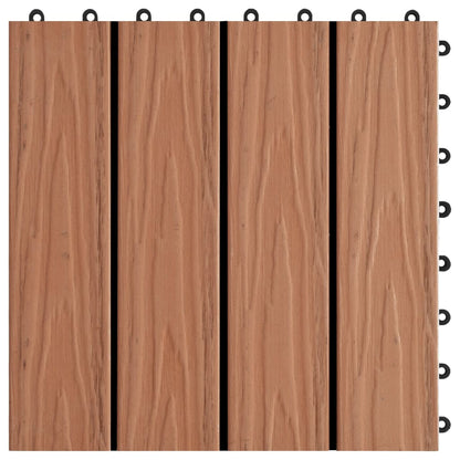 11 pcs Decking Tiles Deep Embossed WPC 30x30 cm 1 sqm Light Brown