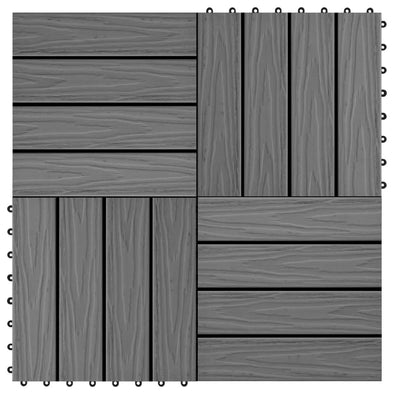11 pcs Decking Tiles Deep Embossed WPC 30x30 cm 1 sqm Grey