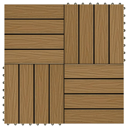 11 pcs Decking Tiles Deep Embossed WPC 30x30 cm 1 sqm Teak Colour