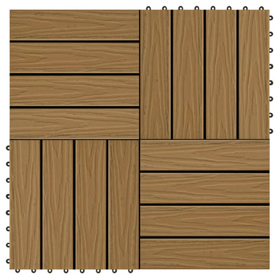 11 pcs Decking Tiles Deep Embossed WPC 30x30 cm 1 sqm Teak Colour