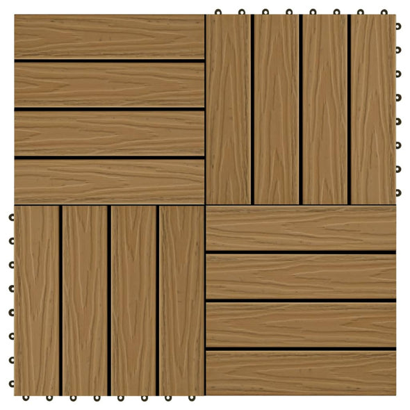 11 pcs Decking Tiles Deep Embossed WPC 30x30 cm 1 sqm Teak Colour