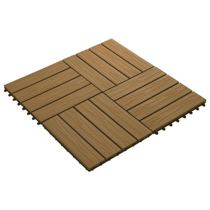 11 pcs Decking Tiles Deep Embossed WPC 30x30 cm 1 sqm Teak Colour