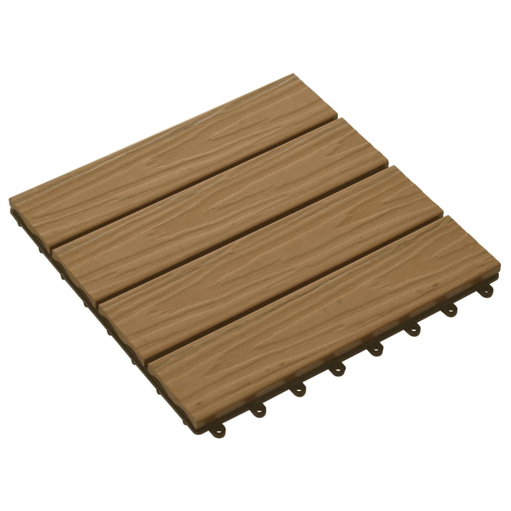 11 pcs Decking Tiles Deep Embossed WPC 30x30 cm 1 sqm Teak Colour