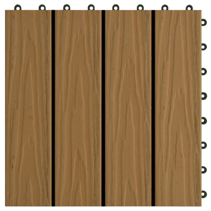 11 pcs Decking Tiles Deep Embossed WPC 30x30 cm 1 sqm Teak Colour