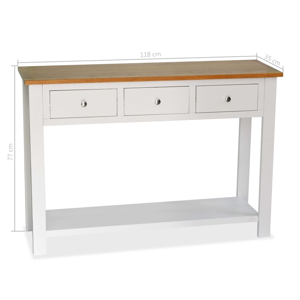 Console Table 46.5"x13.8"x30.3" Solid Oak Wood