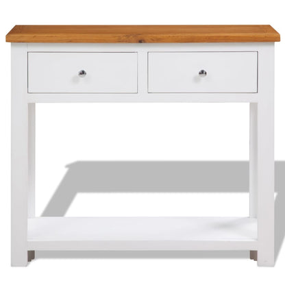 vidaXL Console Table Brown and white Solid oak, solid acacia, MDF Compact