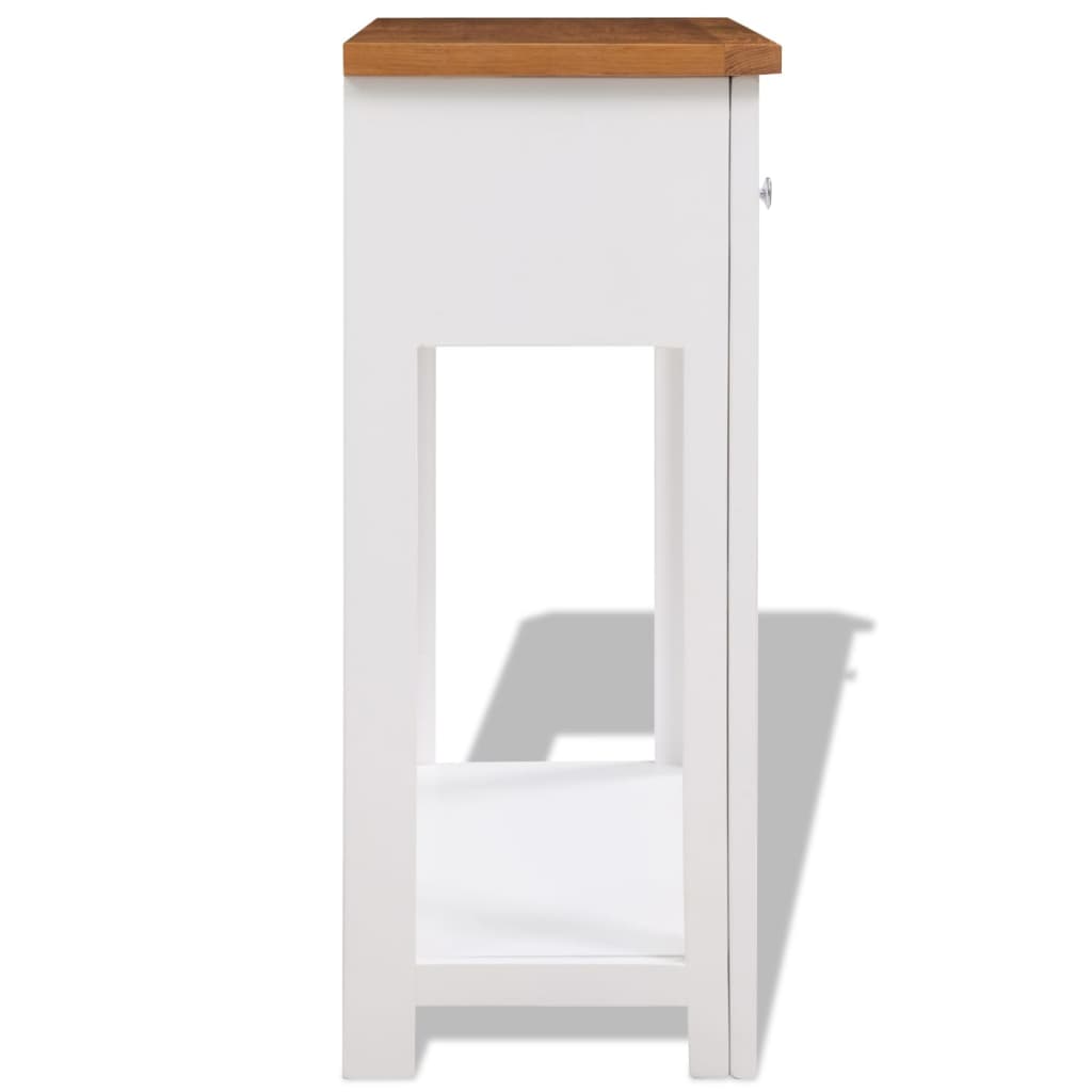 vidaXL Console Table Brown and white Solid oak, solid acacia, MDF Compact