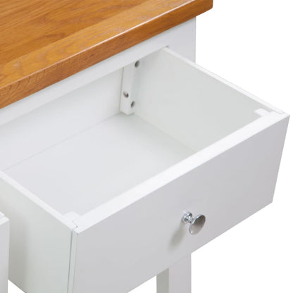 vidaXL Console Table Brown and white Solid oak, solid acacia, MDF Compact