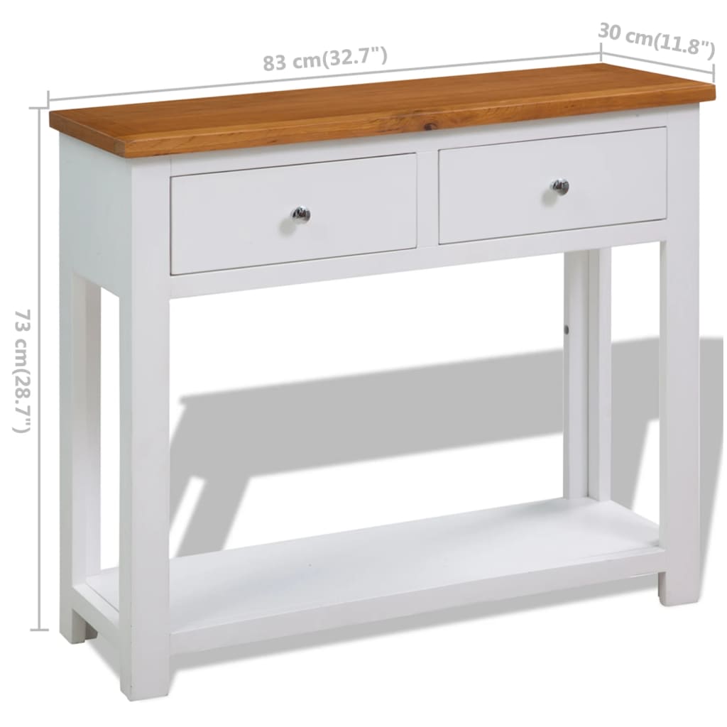 vidaXL Console Table Brown and white Solid oak, solid acacia, MDF Compact