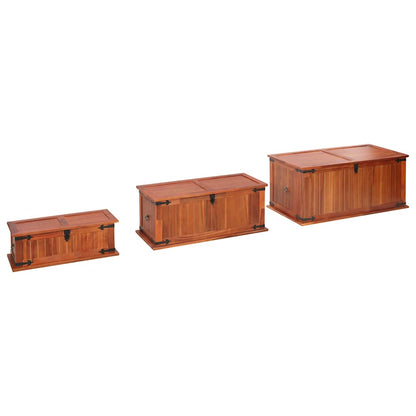 Storage Chest | Brown | Solid acacia wood, MDF | Set of 3 | Storage Chest