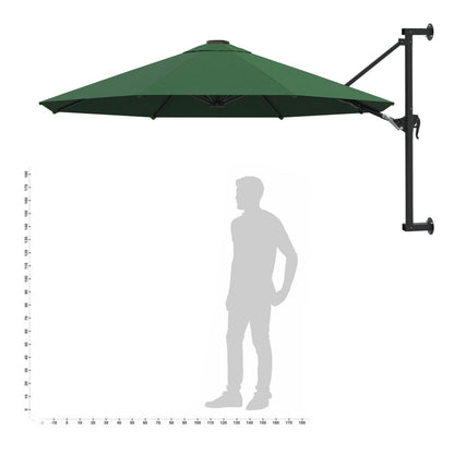 Wall-Mounted Parasol with Metal Pole 300 cm Green