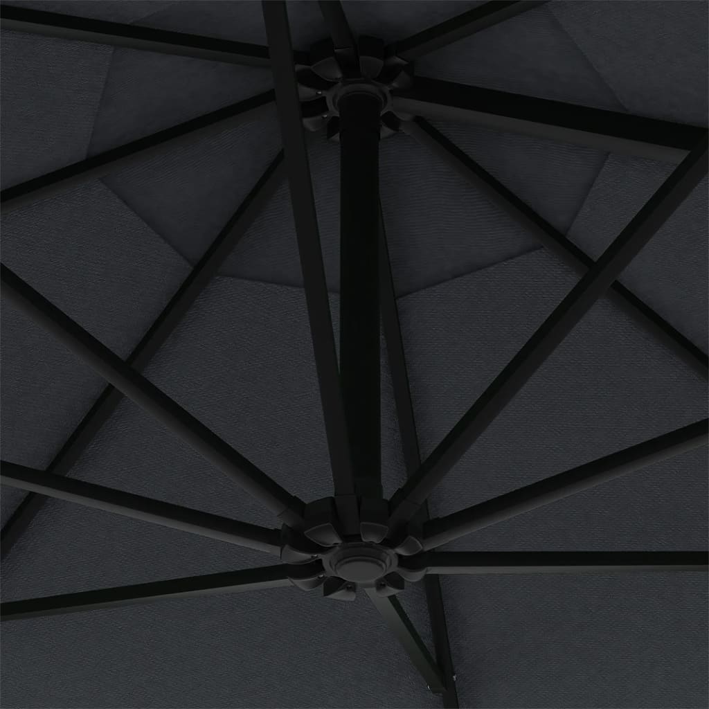 Wall-Mounted Parasol with Metal Pole 300 cm Anthracite