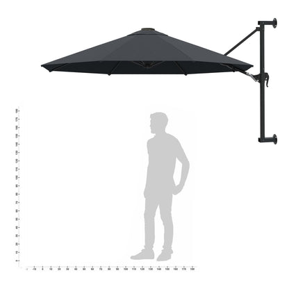 Wall-Mounted Parasol with Metal Pole 300 cm Anthracite