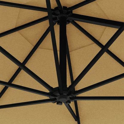 Wall-Mounted Parasol with Metal Pole 300 cm Taupe