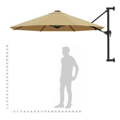 Wall-Mounted Parasol with Metal Pole 300 cm Taupe