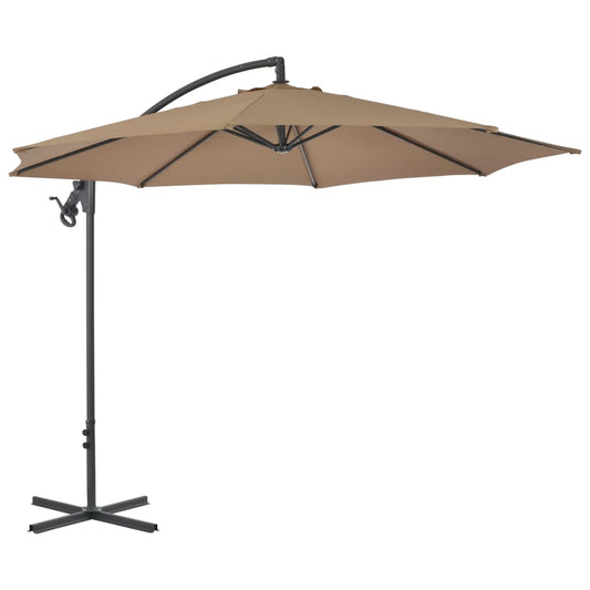 Cantilever Garden Parasol with Steel Pole 300 cm Taupe