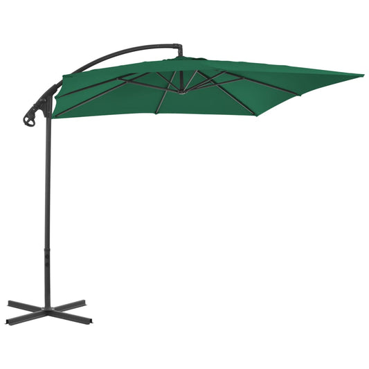Cantilever Garden Parasol with Steel Pole 250x250 cm Green