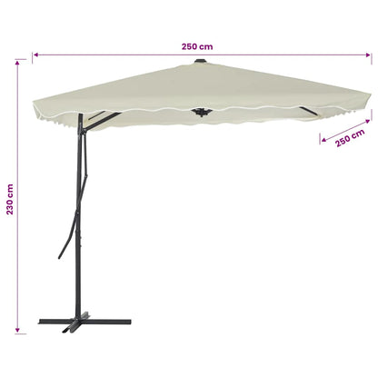 Garden Parasol with Steel Pole 250x250 cm Sand